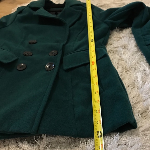 Xs dark forest hunter emerald green IB Diffusion peacoat pea coat trenchcoat - Picture 3 of 10